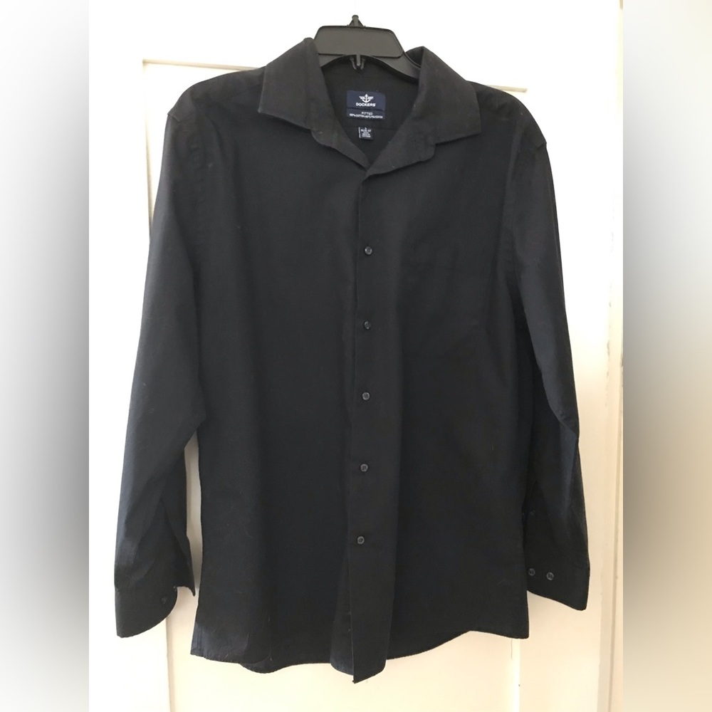 Long Sleeve Black collar dress shirt